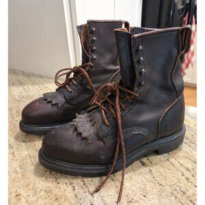 Red Wing 4451 Supersole Brown Steel Toe  Leather Boots Mens 6.5 D Snake Sole